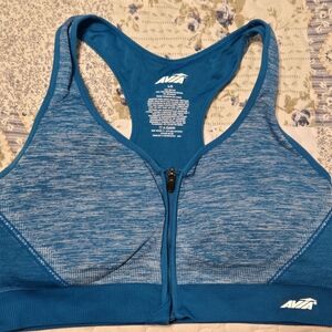 Avia Blue Heathered Zip Sports Bra